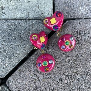 Vintage , Hot Pink Two Piece Chandelier Clip On